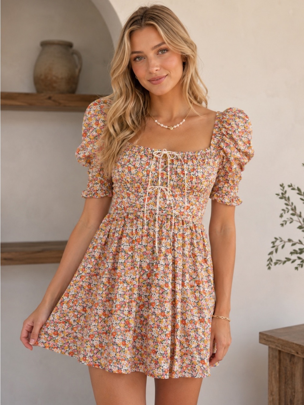 For Love & Lemons Multicolor Libby Floral Mini Dress Size Small 39006